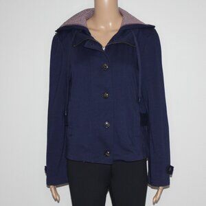 Shade Women's Navy Blue Soft Hoodie Jacket with Striped Hood in size Medium